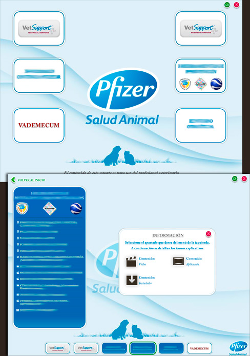 Muestra del interactivo multimedia para Pfizer Salud Animal